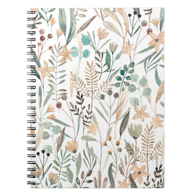 Cuaderno Flores silvestres acuarela sin fisuras. Flores f (Frente)