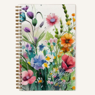 Cuaderno Flores silvestres acuáticas Arte personalizado