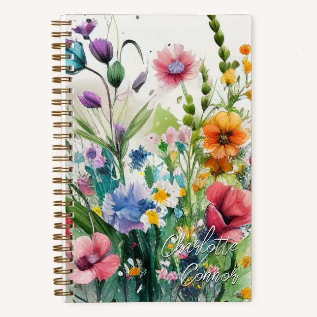 Cuaderno Flores silvestres acuáticas Arte personalizado (Anverso)