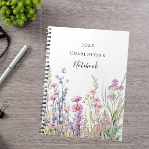 Cuaderno Flores silvestres azul púrpura rosa