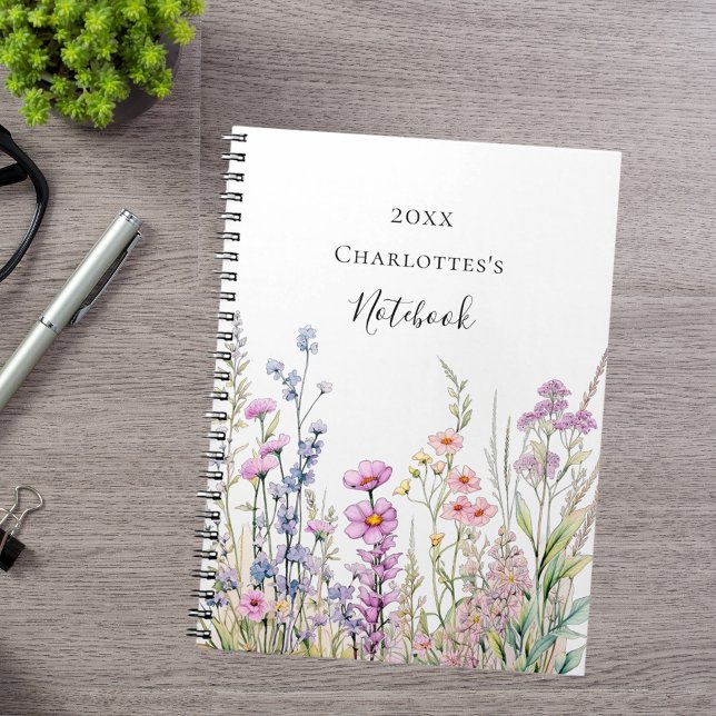 Cuaderno Flores silvestres azul púrpura rosa (Subido por el creador)