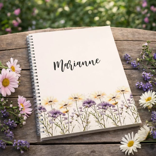 Cuaderno Flores silvestres beige con nombre personalizado e (Subido por el creador)