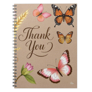 Cuaderno Flores silvestres bohemias, mariposas, tallos de t