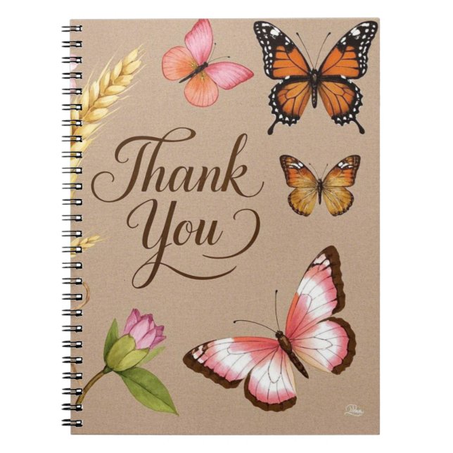 Cuaderno Flores silvestres bohemias, mariposas, tallos de t (Frente)