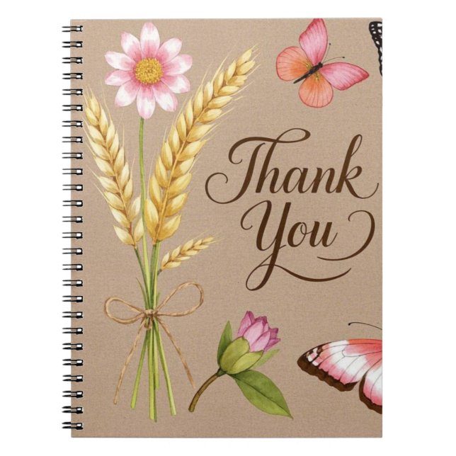 Cuaderno Flores silvestres bohemias, mariposas, tallos de t (Frente)