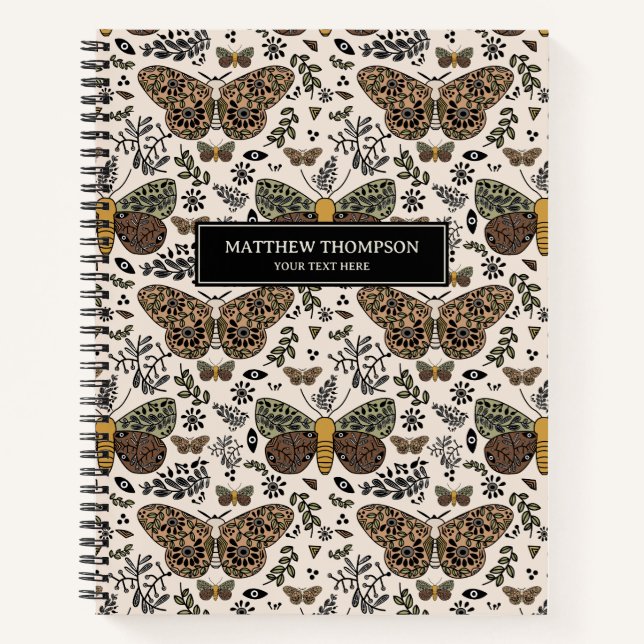 Cuaderno Flores silvestres bohemias modernas patrón abstrac (Anverso)