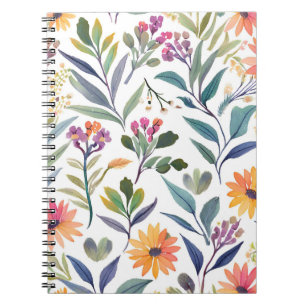 Cuaderno Flores Silvestres Coloridas Acuarela Floral Herm
