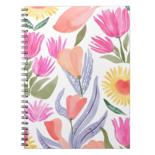 Cuaderno Flores silvestres coloridas de acuarela   Pintado 