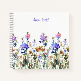 Cuaderno Flores silvestres de acuarela bonitas | tu nombre