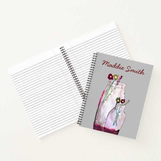 Cuaderno Flores silvestres de acuarela caprichosas en un ja (Interior)