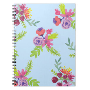 Cuaderno Flores silvestres de color de agua Patrón de piern