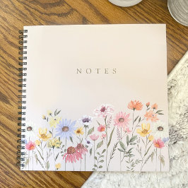 Cuaderno Flores silvestres del campo de acuarela, notas de