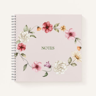 Cuaderno Flores silvestres del campo de acuarela, notas de