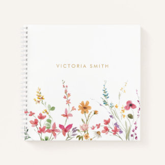 Cuaderno Flores silvestres del campo de acuarela, notas de 