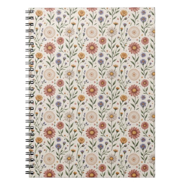 Cuaderno Flores silvestres dibujadas a mano con estilo patc (Frente)