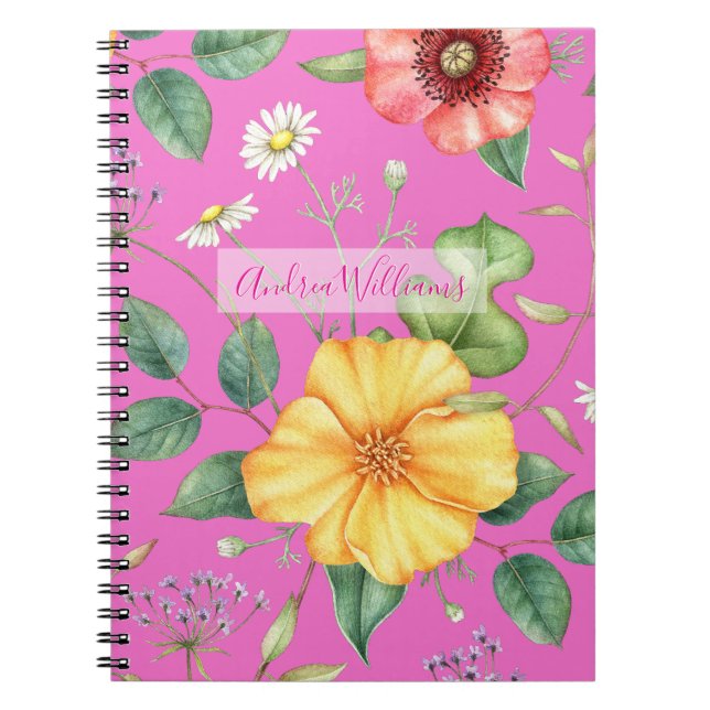 Cuaderno Flores silvestres Dibujo de cosecha / Chick, rosa (Frente)