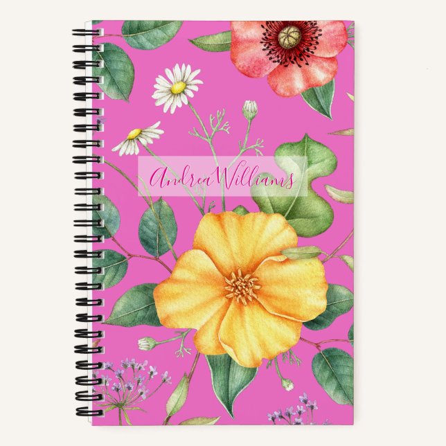 Cuaderno Flores silvestres Dibujo de cosecha / Chick, rosa (Anverso)