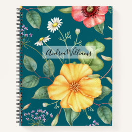 Cuaderno Flores silvestres Dibujo de cosecha Verde azulado