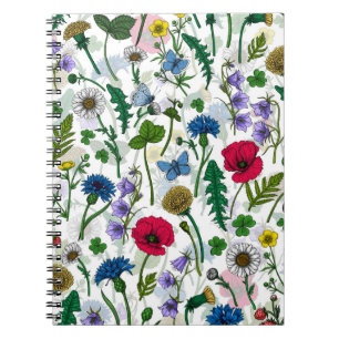 Cuaderno Flores silvestres en blanco roto