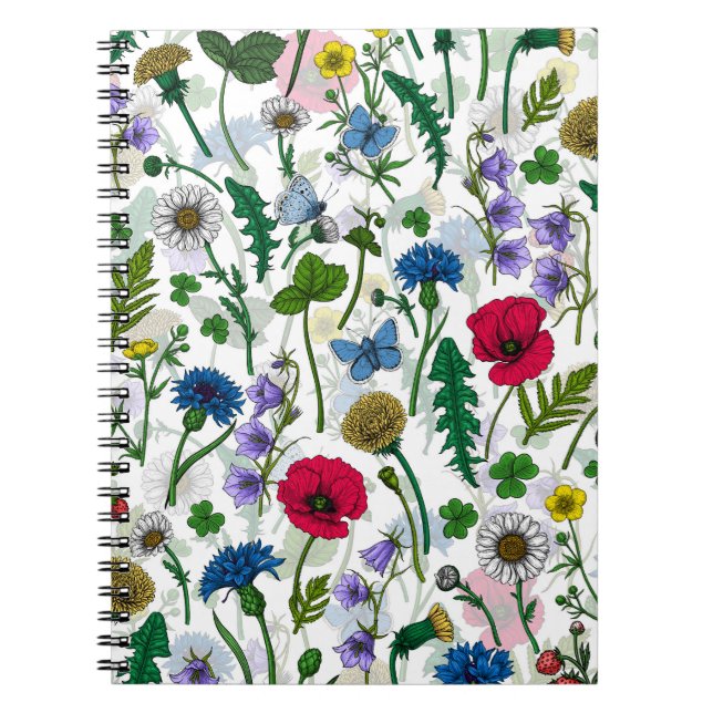Cuaderno Flores silvestres en blanco roto (Frente)
