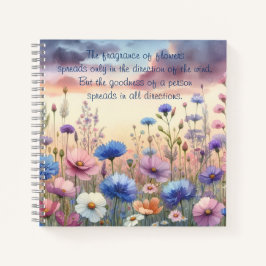 Cuaderno Flores silvestres en el atardecer y la cita