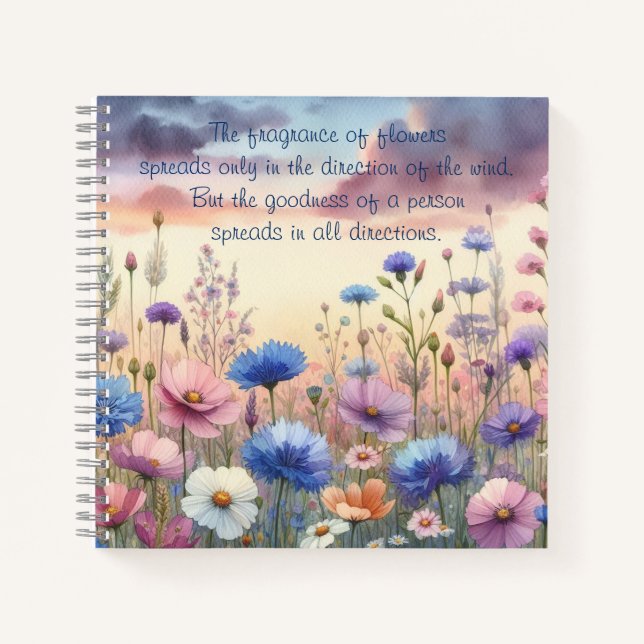 Cuaderno Flores silvestres en el atardecer y la cita (Anverso)