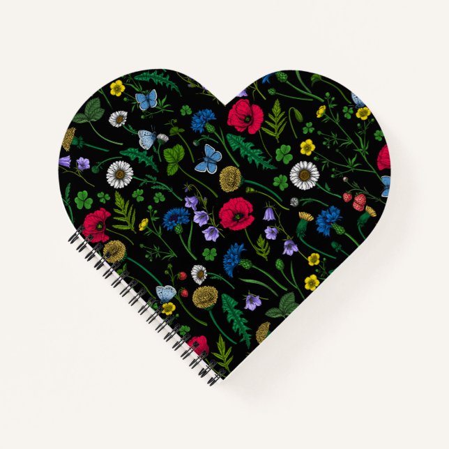 Cuaderno Flores silvestres en negro (Anverso)