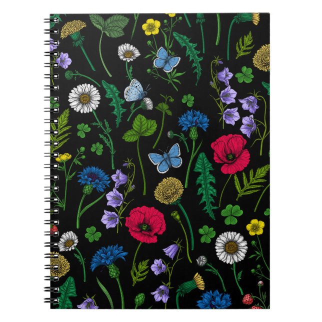 Cuaderno Flores silvestres en negro (Frente)