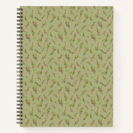 Cuaderno Flores silvestres esparcidas sobre verde pistacho