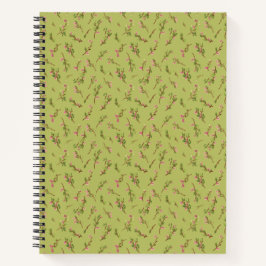 Cuaderno Flores silvestres florales esparcidas sobre verde 