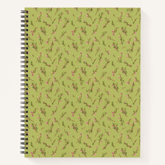 Cuaderno Flores silvestres florales esparcidas sobre verde  (Anverso)