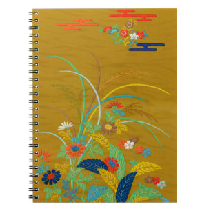 Cuaderno Flores silvestres florales japonesas vintage G.A. 