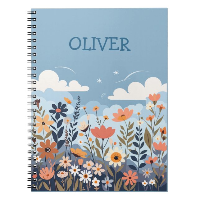 Cuaderno Flores Silvestres Florales Modernas Personalizadas (Frente)