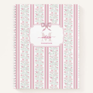 Cuaderno Flores silvestres florales rosadas Coquette Lazo