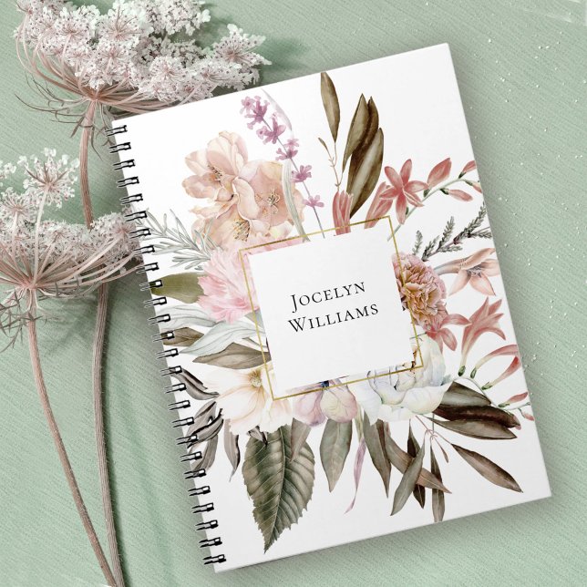 Cuaderno Flores silvestres florales rusas con nombre (Personalize with your name.)