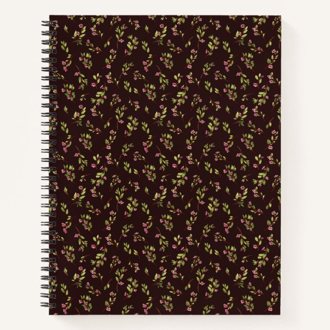 Cuaderno Flores silvestres florales teñidas en chocolate ma (Anverso)