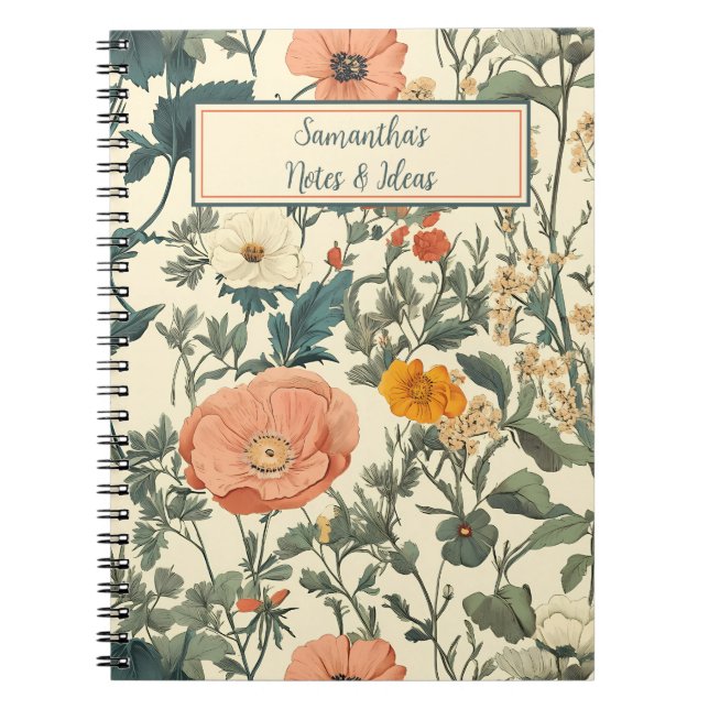 Cuaderno Flores Silvestres Florales Vintales Y Coppies (Frente)