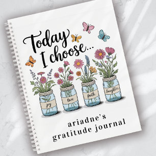 Cuaderno Flores silvestres mariposas Mason Jar Gratitude