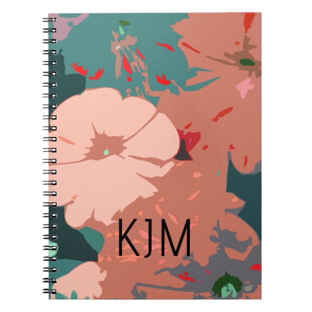 Cuaderno Flores silvestres Monogramas Nombre Floral persona (Frente)