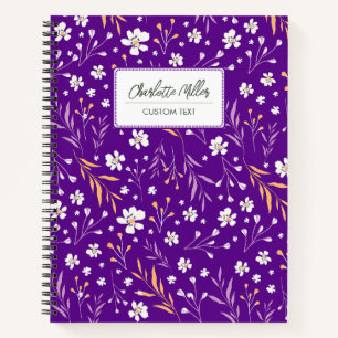Cuaderno Flores Silvestres Moradas Elegantes con Nombre Per