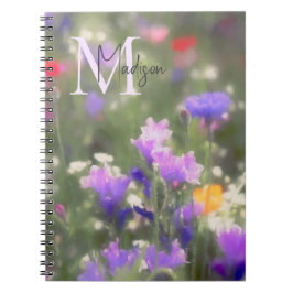 Cuaderno Flores silvestres nombre personalizado monograma