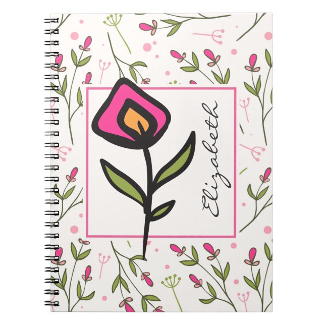 Cuaderno Flores silvestres - Pétalos rosados y Naranjas per (Frente)