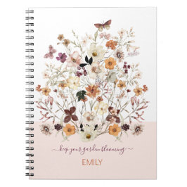 Cuaderno Flores silvestres presionadas Nombre personalizado