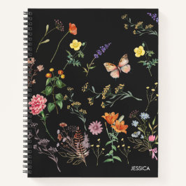 Cuaderno Flores silvestres presionaron el bloc de notas Flo