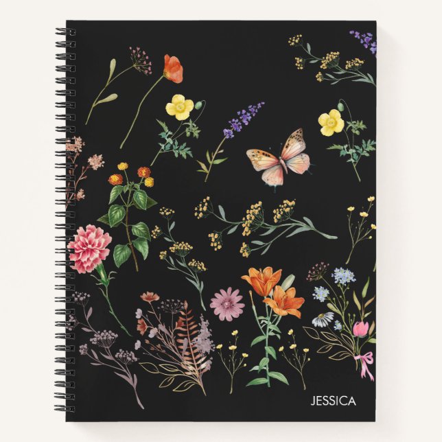 Cuaderno Flores silvestres presionaron el bloc de notas Flo (Anverso)