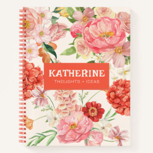 Cuaderno Flores silvestres rosadas nombre floral acuarela c