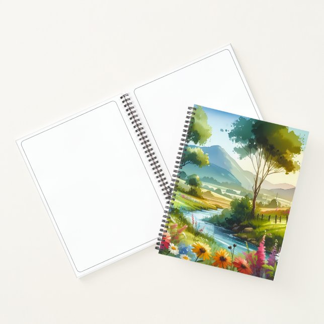 Cuaderno Flores silvestres y arroyo en Spring Valley (Interior)