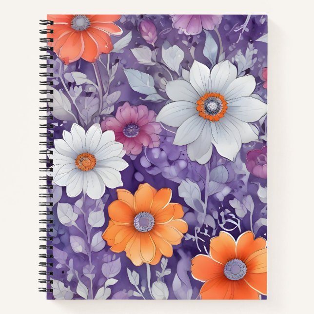 Cuaderno Flores sobre Púrpura (Anverso)