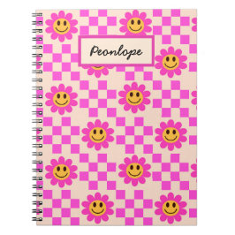Cuaderno Flores Sonrientes de Cuadros Rosa Caliente Persona