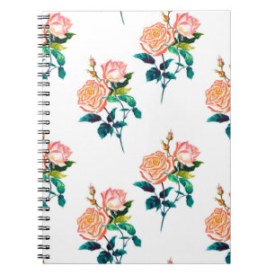 Cuaderno Flores subió con hojas acuarela sin costura